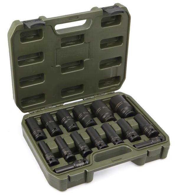 Набор головок ударных удлинённых 1/2", 15 шт.