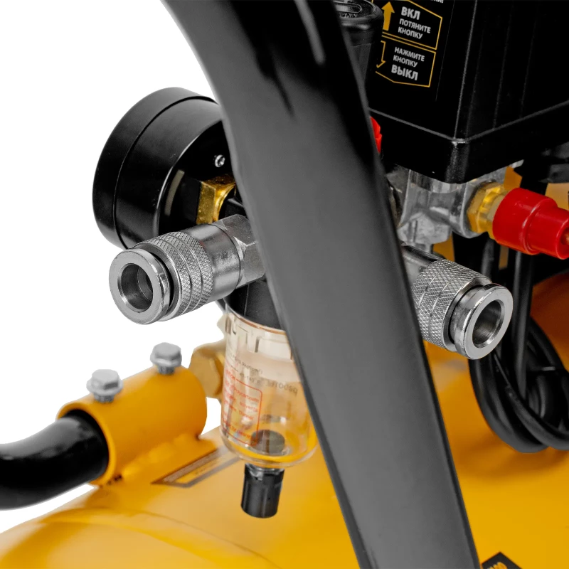 Компрессор безмасляный, малошумный DLS 1800/100,1800 Вт, 3x600, 100 л, 345 л/мин Denzel