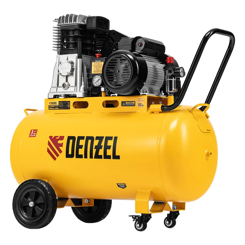 Компрессор воздушный рем. привод BCI 2200/100, 2,2 кВт, 100 литров, 420 л/мин Denzel