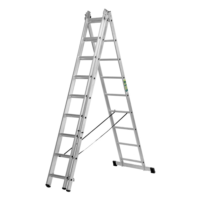 Лестница, 3 х 9 ступеней, алюминиевая, трехсекционная, Сибртех